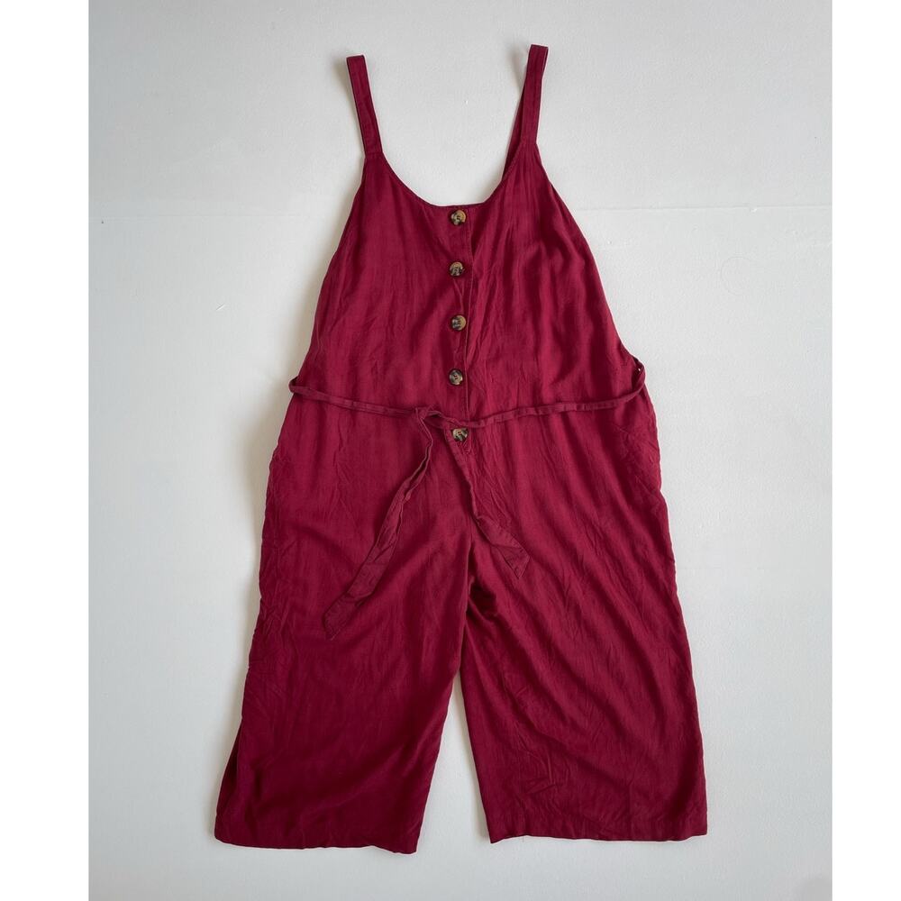 MODCLOTH Red Sleeveless Cropped Jumpsuit ยท 3XL ยท Viscose Linen ยท Minimal Plus